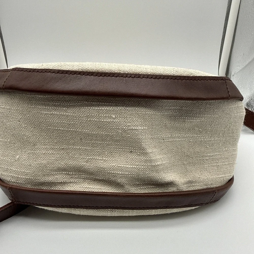 Madewell Sydney Tote Bag Cotton Linen Canvas Leather Trim Cream NF076